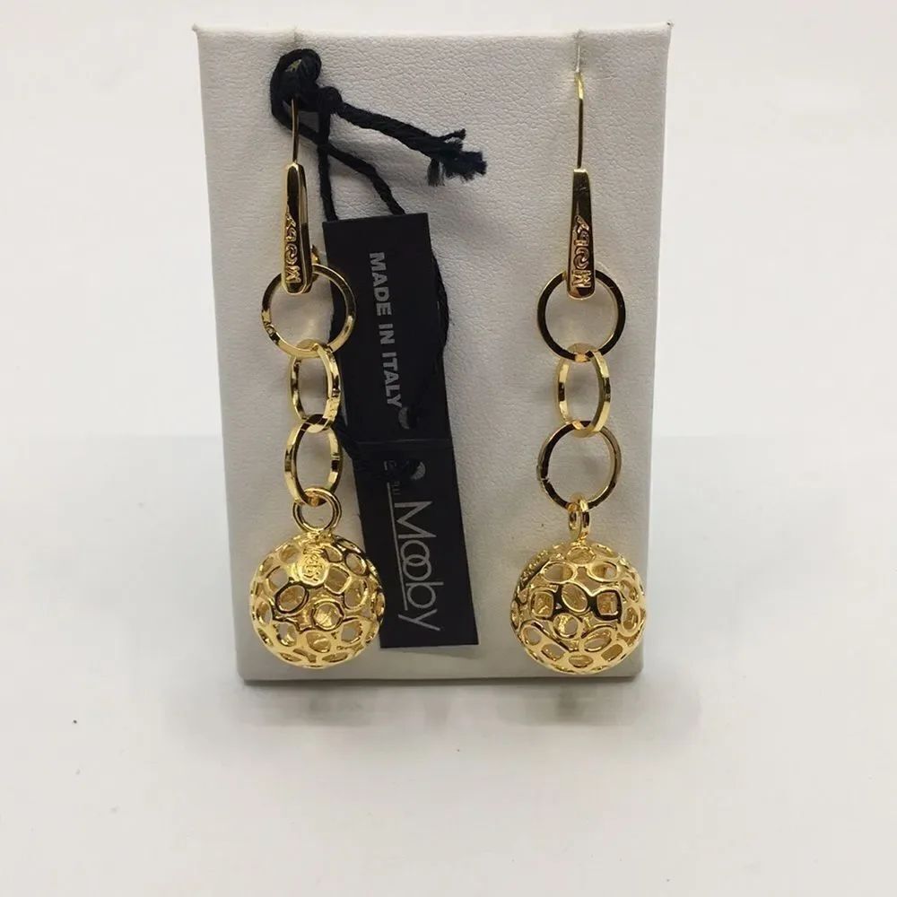 NWT MOOBY gold tone and link drop earrings